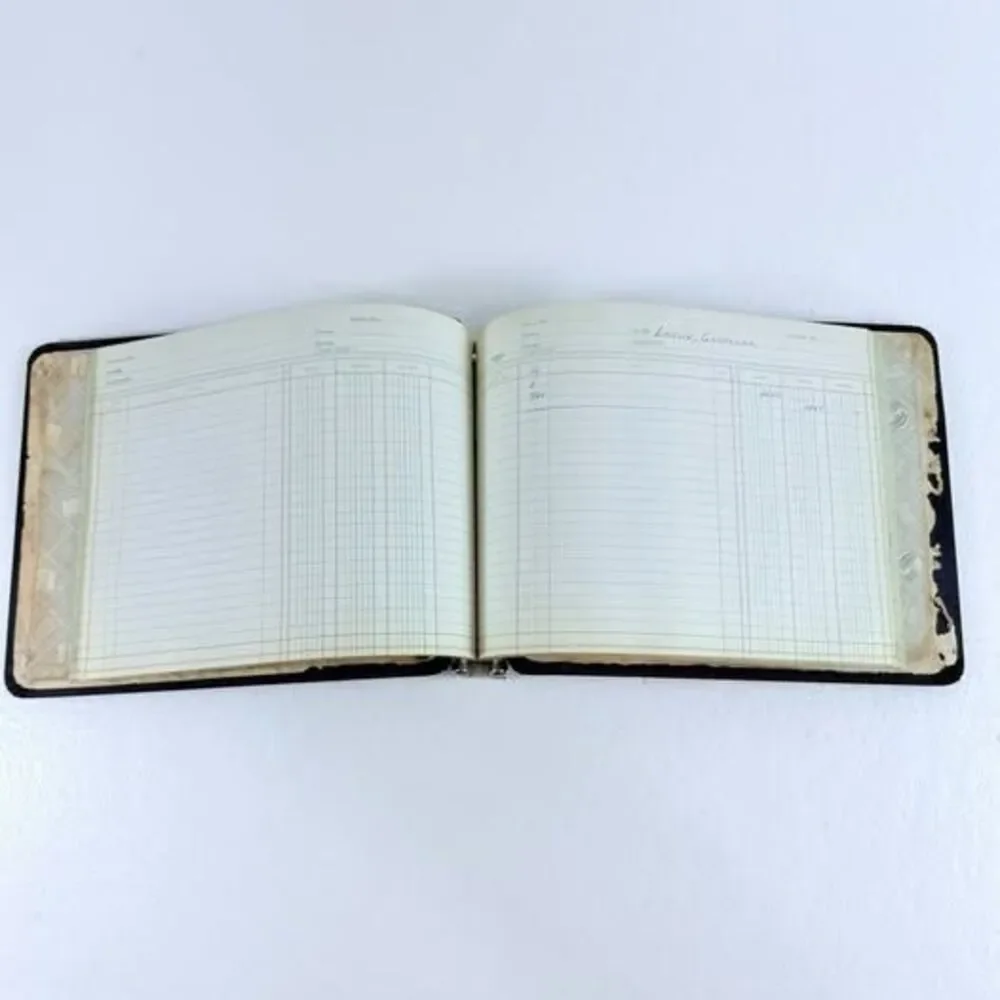 Vintage Accounts Receivable Ledger Book Black Cover Metal Binder Accounting